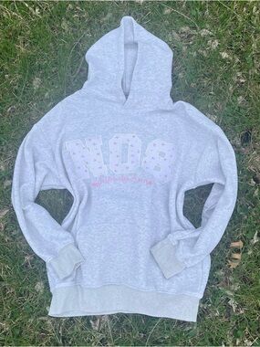 Aelfric Eden Light Gray Hoodie with Pink Accents